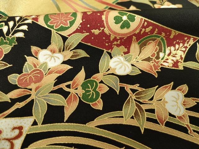 平和屋着物■豪華黒留袖　鳳凰花松文　金彩　正絹　逸品　DABJ9075ya