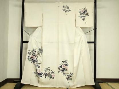 平和屋着物■訪問着　花鳥文　薔薇　バラ　正絹　逸品　DABJ9077ya