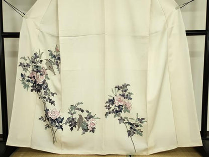 平和屋着物■訪問着　花鳥文　薔薇　バラ　正絹　逸品　DABJ9077ya
