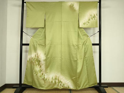 平和屋着物■訪問着　草葉文　暈し染め　金彩　正絹　逸品　DABJ9078ya
