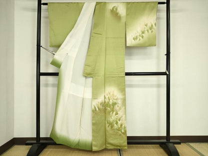 平和屋着物■訪問着　草葉文　暈し染め　金彩　正絹　逸品　DABJ9078ya