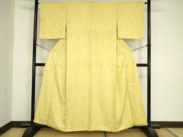 平和屋着物■上質な色無地　草葉地紋　芥子色　正絹　逸品　DABJ9079ya