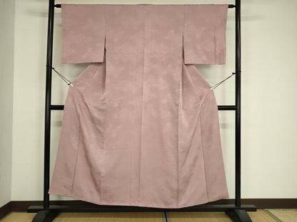 平和屋着物■上質な色無地　抽象地紋　鴇浅葱色　正絹　逸品　DABJ9081ya