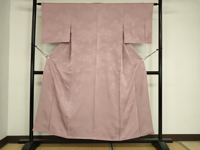 平和屋着物■上質な色無地　抽象地紋　鴇浅葱色　正絹　逸品　DABJ9081ya