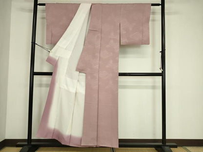 平和屋着物■上質な色無地　抽象地紋　鴇浅葱色　正絹　逸品　DABJ9081ya
