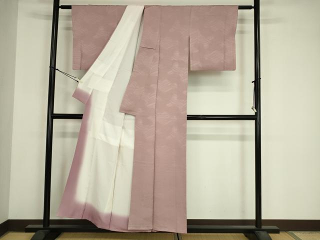 平和屋着物■上質な色無地　抽象地紋　鴇浅葱色　正絹　逸品　DABJ9081ya