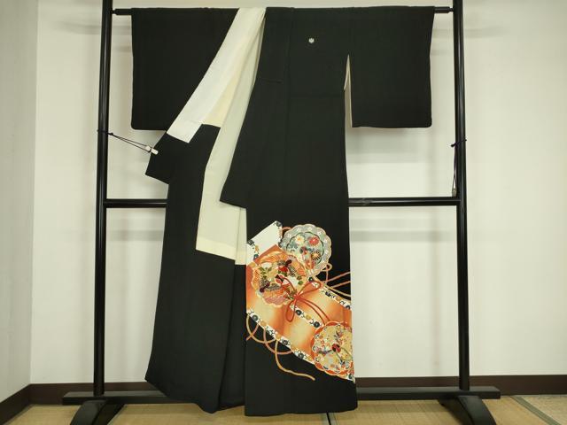 平和屋着物■豪華黒留袖　駒刺繍　鏡裏花鳥文　金彩　正絹　逸品　DABJ9082ya