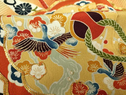 平和屋着物■豪華黒留袖　駒刺繍　鏡裏花鳥文　金彩　正絹　逸品　DABJ9082ya
