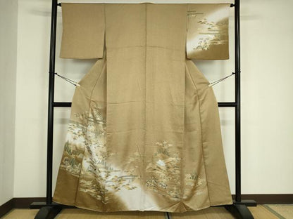 平和屋着物■訪問着　風景花松文　暈し染め　金彩　正絹　逸品　DABJ9086ya