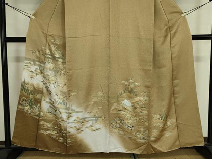 平和屋着物■訪問着　風景花松文　暈し染め　金彩　正絹　逸品　DABJ9086ya