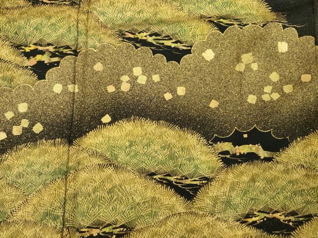 平和屋着物■豪華黒留袖　雲取り松葉文　箔散らし　金彩　正絹　逸品　未使用　DABJ9087ya