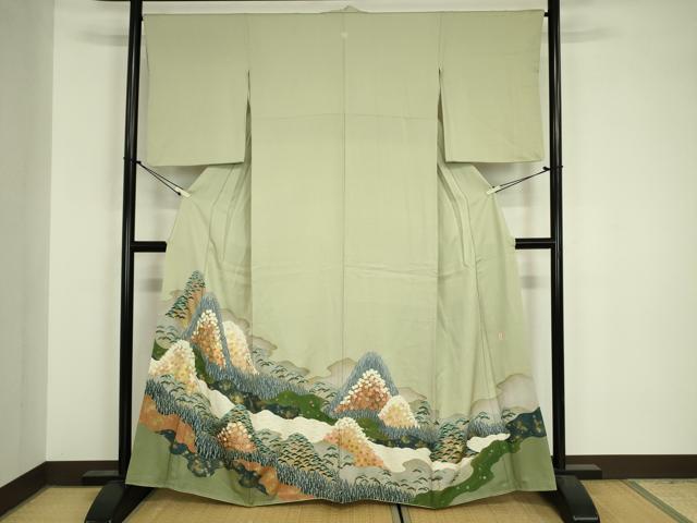 平和屋着物■豪華色留袖　作家物　駒刺繍　重ね山花松文　金彩　正絹　逸品　DABJ9093ya