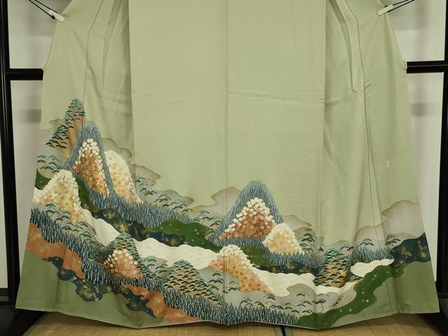 平和屋着物■豪華色留袖　作家物　駒刺繍　重ね山花松文　金彩　正絹　逸品　DABJ9093ya