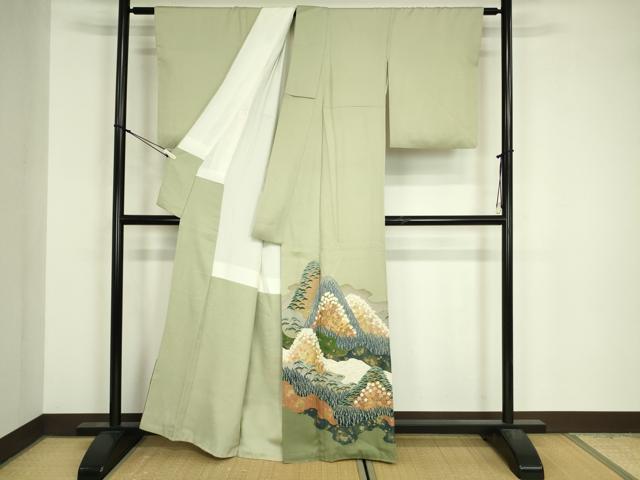 平和屋着物■豪華色留袖　作家物　駒刺繍　重ね山花松文　金彩　正絹　逸品　DABJ9093ya