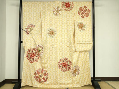 平和屋着物■豪華振袖　駒刺繍　舞花文　金彩　正絹　逸品　DABJ9099ya