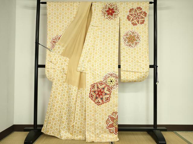 平和屋着物■豪華振袖　駒刺繍　舞花文　金彩　正絹　逸品　DABJ9099ya
