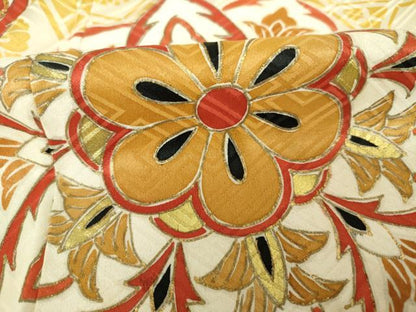 平和屋着物■豪華振袖　駒刺繍　舞花文　金彩　正絹　逸品　DABJ9099ya