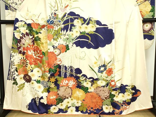 平和屋着物■豪華振袖　駒刺繍　草花文　乱菊　牡丹　金彩　正絹　逸品　DABJ9100ya
