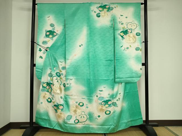 平和屋着物■豪華振袖　駒刺繍　草花文　暈し染め　金彩　正絹　逸品　DABJ9101ya