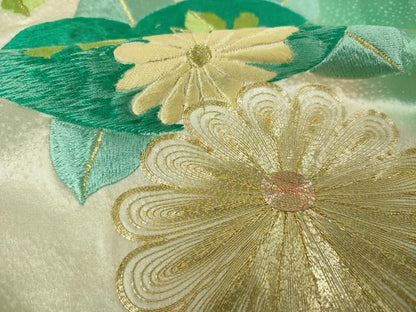 平和屋着物■豪華振袖　駒刺繍　草花文　暈し染め　金彩　正絹　逸品　DABJ9101ya