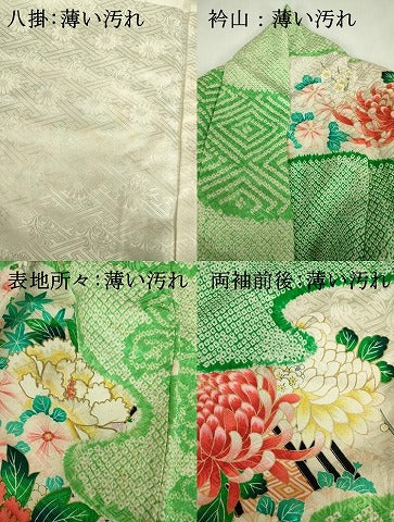 平和屋着物■豪華振袖　駒刺繍　絞り　道長吉祥花文　金彩　正絹　逸品　DABJ9103ya