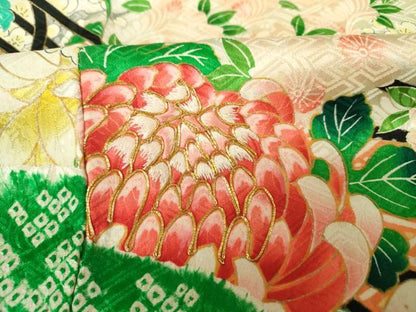 平和屋着物■豪華振袖　駒刺繍　絞り　道長吉祥花文　金彩　正絹　逸品　DABJ9103ya