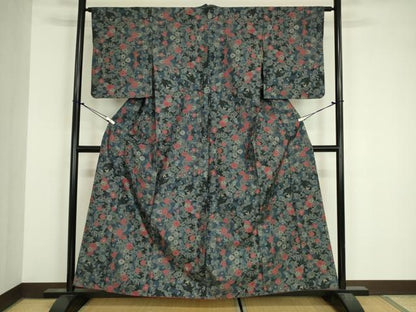 平和屋着物■本場大島紬　7マルキ　花尽くし　正絹　逸品　DABJ9112ya