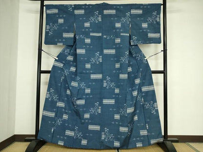 平和屋着物■上質な紬　風景花文　正絹　逸品　DABJ9116ya