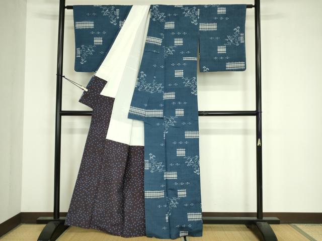 平和屋着物■上質な紬　風景花文　正絹　逸品　DABJ9116ya