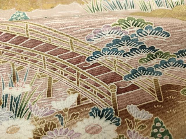 平和屋着物■訪問着　御所車風景花文　暈し染め　金彩　正絹　逸品　DABJ9122ya