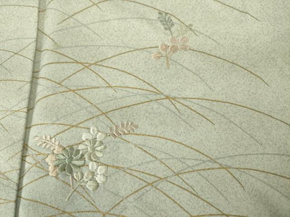 平和屋着物■訪問着　刺繍　芝草花文　暈し染め　金彩　正絹　逸品　DABJ9123ya