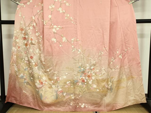 平和屋着物■訪問着　駒刺繍　短冊枝花文　暈し染め　金彩　正絹　逸品　DABJ9125ya