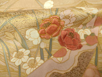平和屋着物■訪問着　駒刺繍　短冊枝花文　暈し染め　金彩　正絹　逸品　DABJ9125ya