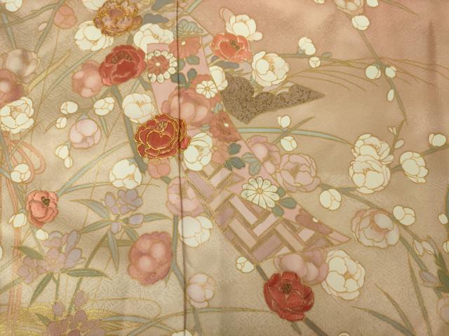 平和屋着物■訪問着　駒刺繍　短冊枝花文　暈し染め　金彩　正絹　逸品　DABJ9125ya