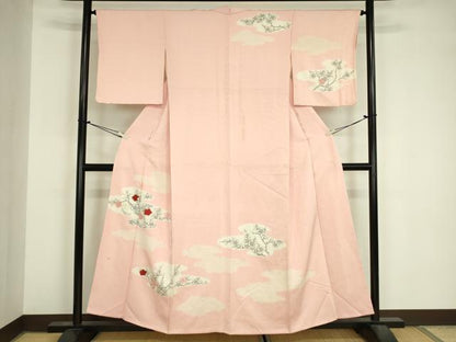 平和屋着物■訪問着　手描き　絞り　刺繍　枝梅文　正絹　逸品　DABJ9126ya