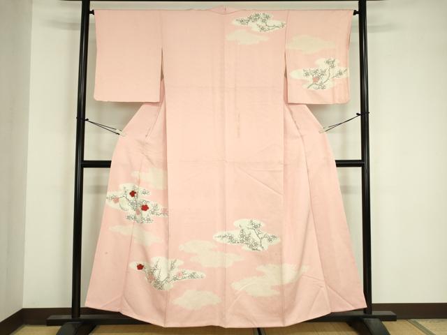 平和屋着物■訪問着　手描き　絞り　刺繍　枝梅文　正絹　逸品　DABJ9126ya