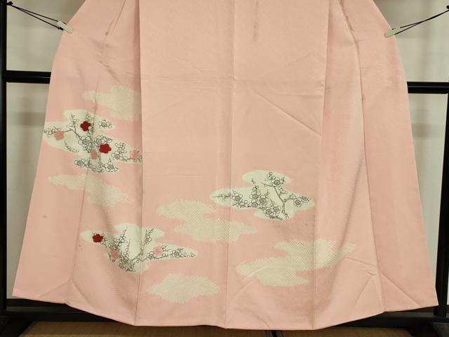平和屋着物■訪問着　手描き　絞り　刺繍　枝梅文　正絹　逸品　DABJ9126ya