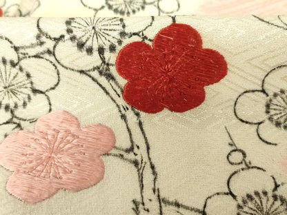 平和屋着物■訪問着　手描き　絞り　刺繍　枝梅文　正絹　逸品　DABJ9126ya