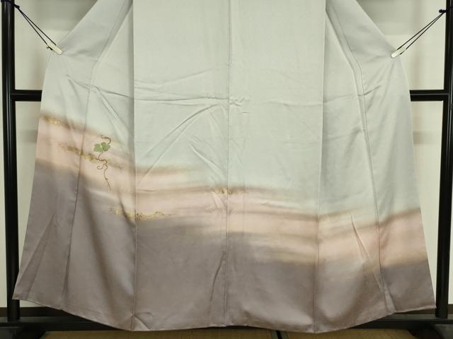 平和屋着物■訪問着　刺繍　蔦の葉文　箔散らし　暈し染め　金彩　正絹　逸品　DABJ9127ya