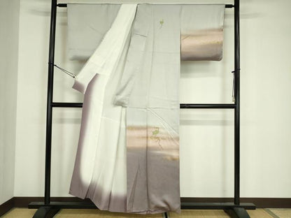 平和屋着物■訪問着　刺繍　蔦の葉文　箔散らし　暈し染め　金彩　正絹　逸品　DABJ9127ya