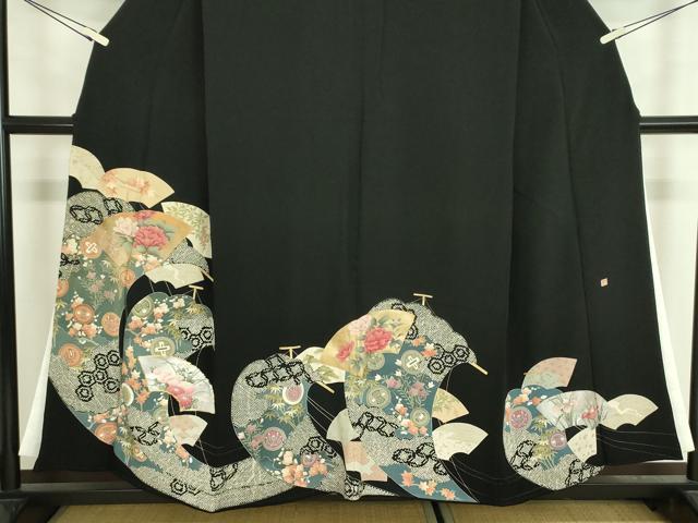 平和屋着物■豪華黒留袖　作家物　駒刺繍　地紙花文　宝尽くし　金銀彩　正絹　逸品　DABJ9129ya