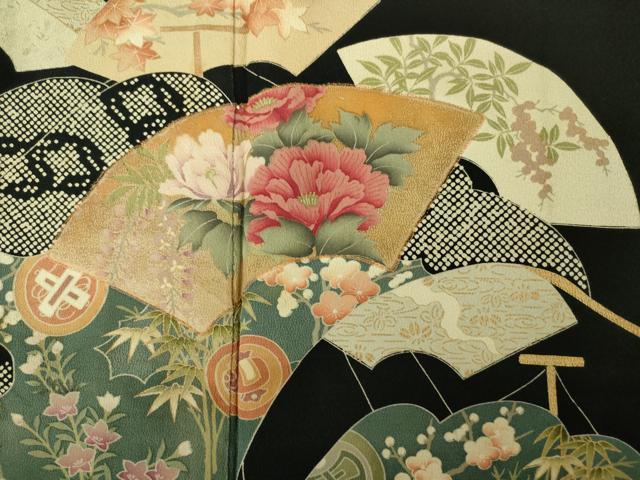 平和屋着物■豪華黒留袖　作家物　駒刺繍　地紙花文　宝尽くし　金銀彩　正絹　逸品　DABJ9129ya