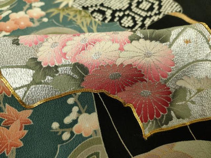 平和屋着物■豪華黒留袖　作家物　駒刺繍　地紙花文　宝尽くし　金銀彩　正絹　逸品　DABJ9129ya