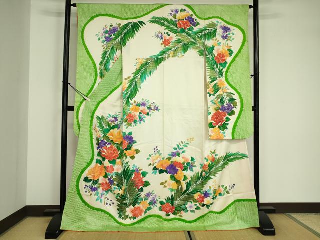平和屋着物■豪華振袖　駒刺繍　絞り　草花文　金彩　正絹　逸品　DABJ9130ya