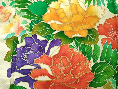 平和屋着物■豪華振袖　駒刺繍　絞り　草花文　金彩　正絹　逸品　DABJ9130ya