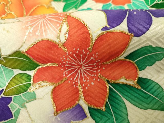 平和屋着物■豪華振袖　駒刺繍　絞り　草花文　金彩　正絹　逸品　DABJ9130ya