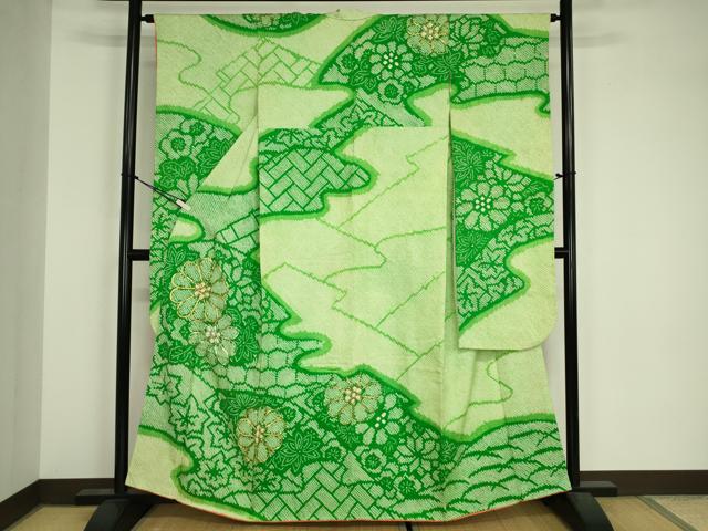 平和屋着物■豪華振袖　総絞り　駒刺繍　舞花文　正絹　逸品　DABJ9131ya