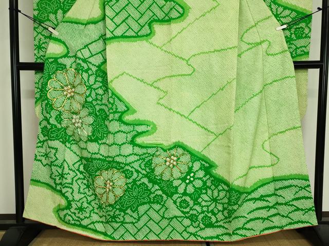 平和屋着物■豪華振袖　総絞り　駒刺繍　舞花文　正絹　逸品　DABJ9131ya