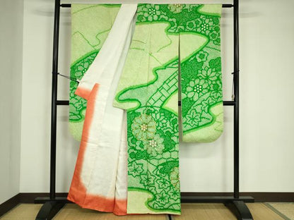 平和屋着物■豪華振袖　総絞り　駒刺繍　舞花文　正絹　逸品　DABJ9131ya