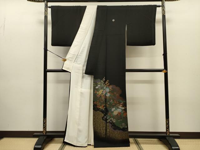 平和屋着物■豪華黒留袖　寿光織　花車文　金糸　正絹　逸品　DABJ9133ya